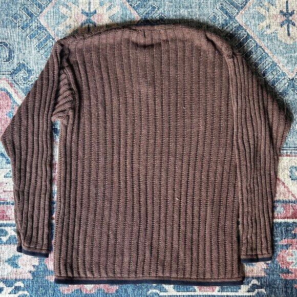 Vintage Structure Brown Henley Sweater Mens M Ribbed Y2K 90s Classic Retro Soft - Picture 3 of 12